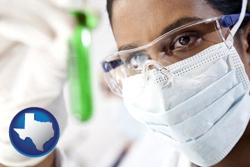 an environmental testing lab technician - with Texas icon